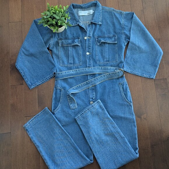MEDIUM WASH VINTAGE DENIM JUMPSUIT - Picture 1 of 4